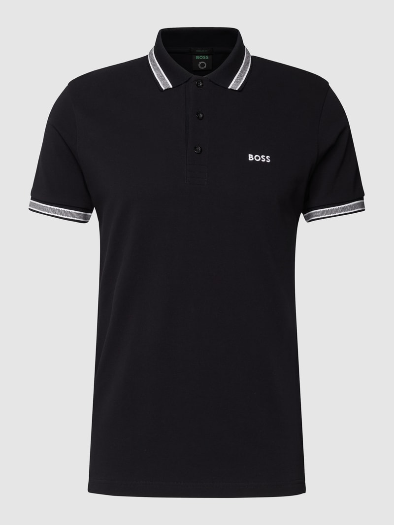Regular Fit Poloshirt mit Label-Stitching Modell 'Paddy' in dunkelblau