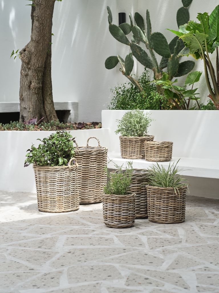 SANSEBIE Basket flowerpot SANSEBIE Ø25/33/40 natural cube 3 pcs/set