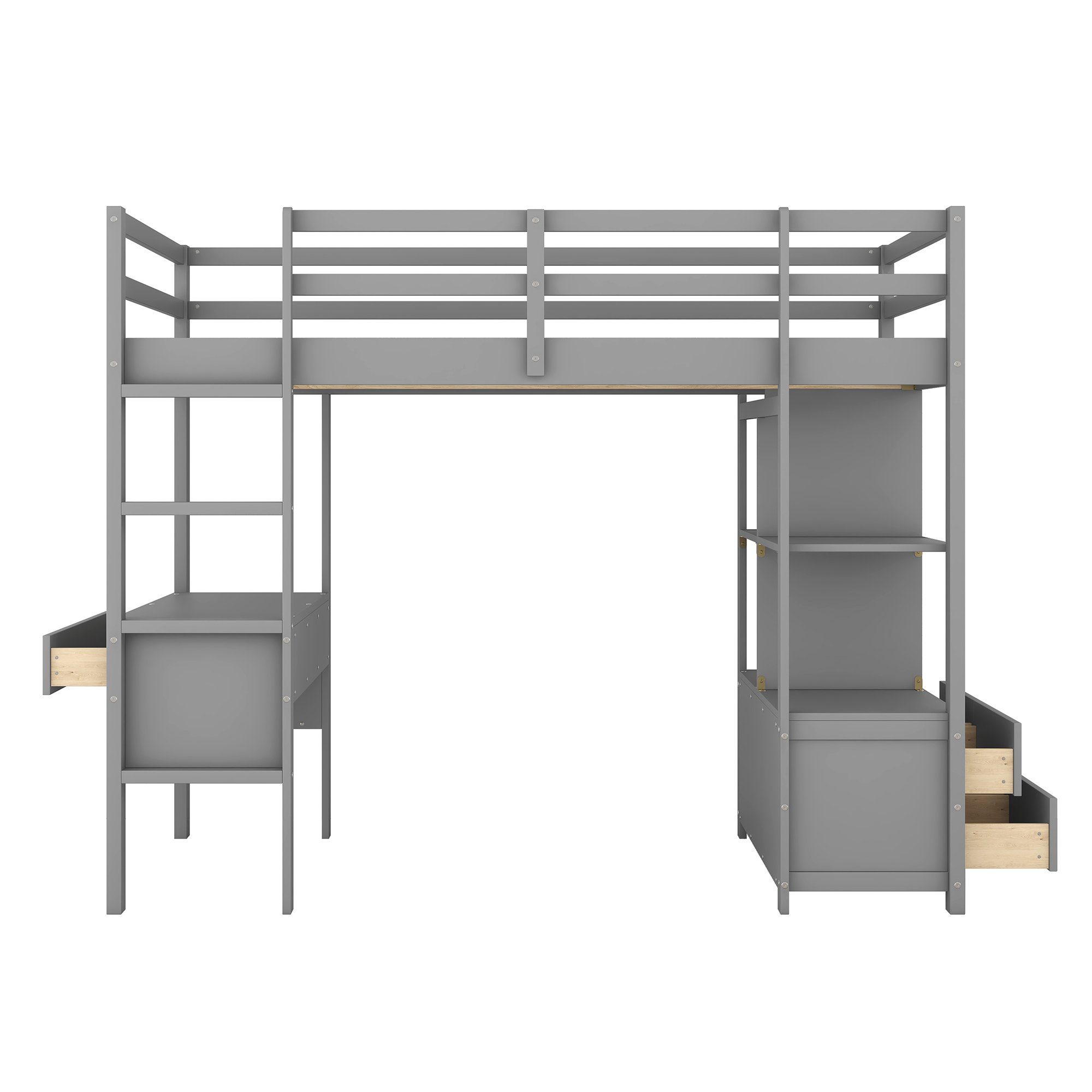 REDOM Etagenbett Kinderhochbett, Einzelbett, Bett, Kinderbett (mit Stauraumschubladen, mit Stauraumschubladen, Ohne Matratze), 90 x200cm