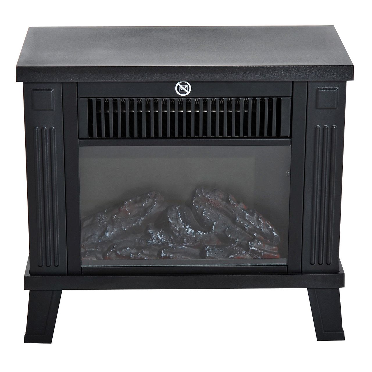 HOMCOM Elektrokamin Elektrischer Kamin Kaminofen Standkamin mit Flammeneffekt 600/1200W, Metall, Schwarz, 38,5x22x30,5 cm