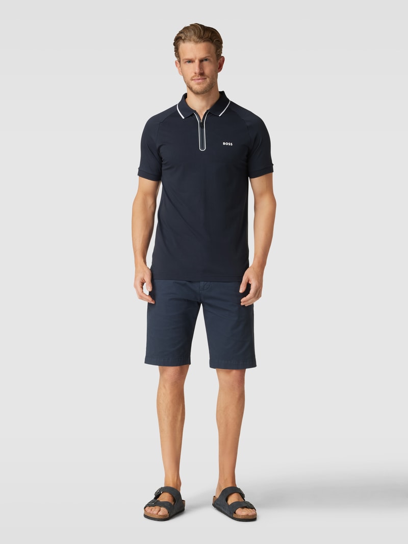 Poloshirt mit Logo-Print Modell 'Philix' in marineblau