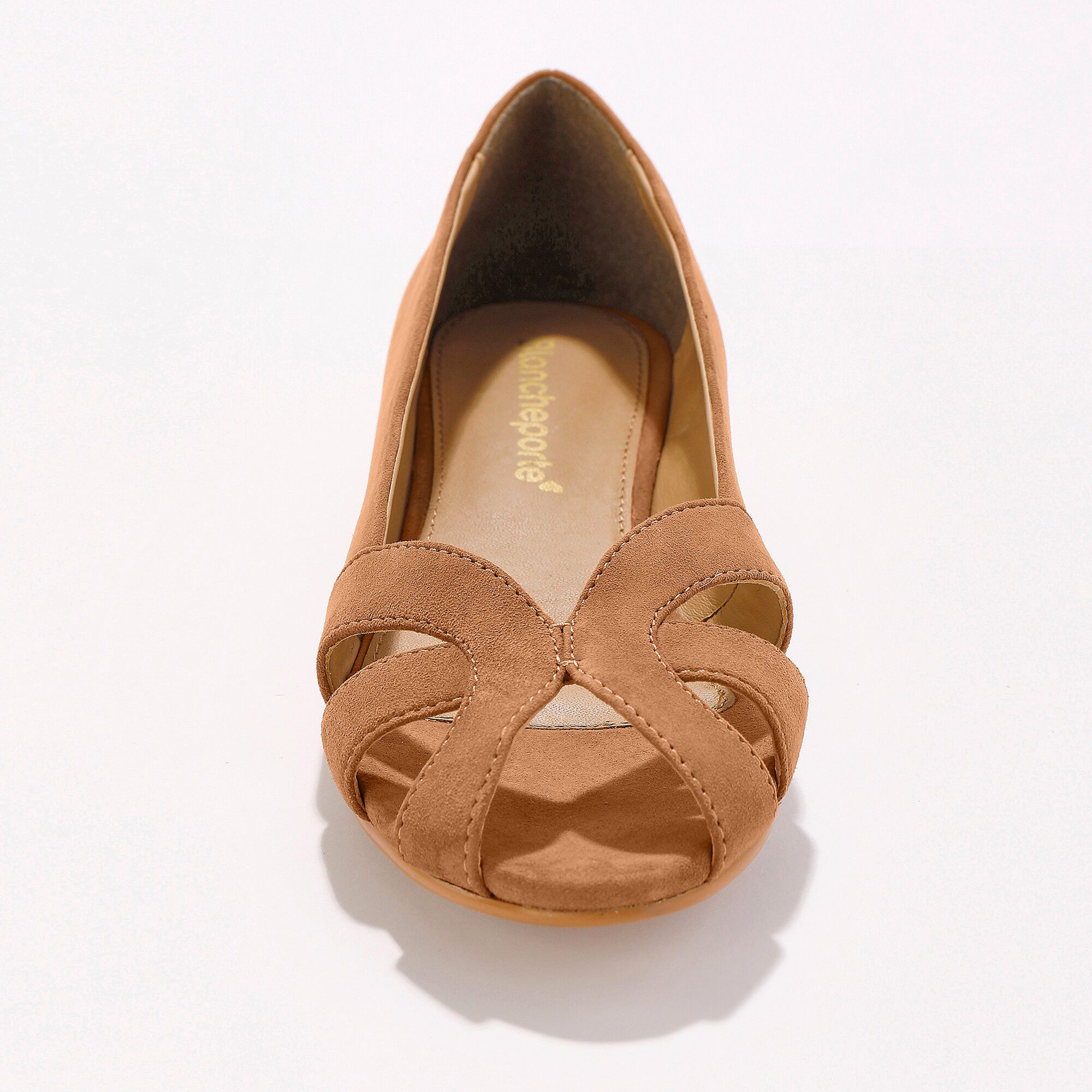 Ballerines à bout ouvert en cuir