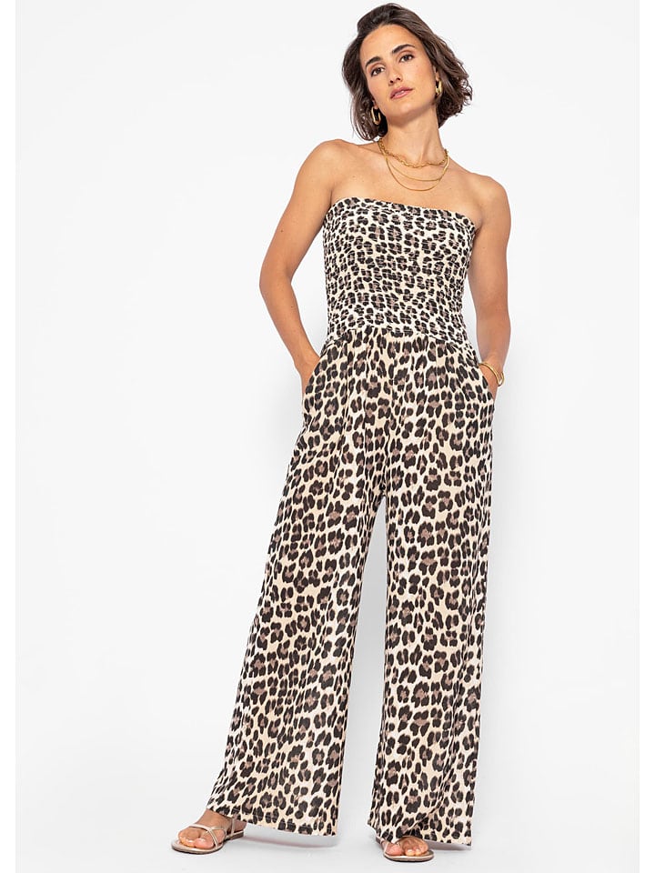 SASSYCLASSY Jumpsuit in Creme/ Braun günstig kaufen