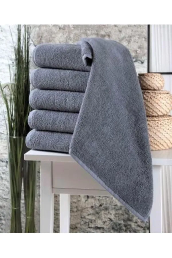 AYHANHOME  100 % Baumwolle, extra weich, Grau, 6-teiliges Handtuch-Set für Sport und Friseur, 50 x 90 cm