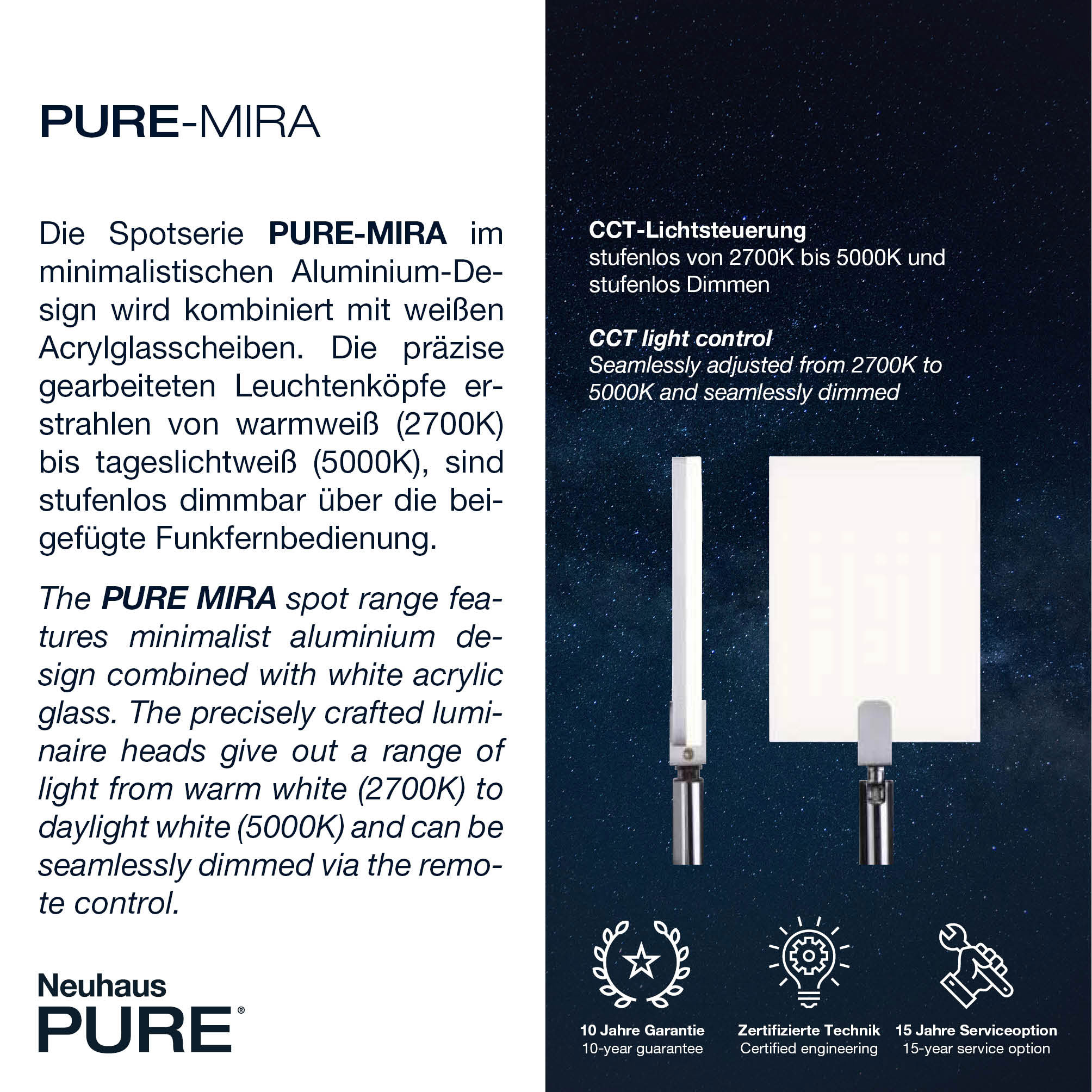 PURELED-Deckenleuchte 2flg