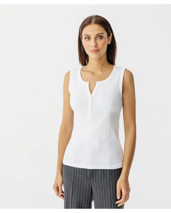 Tee-shirt pur coton côtes placées