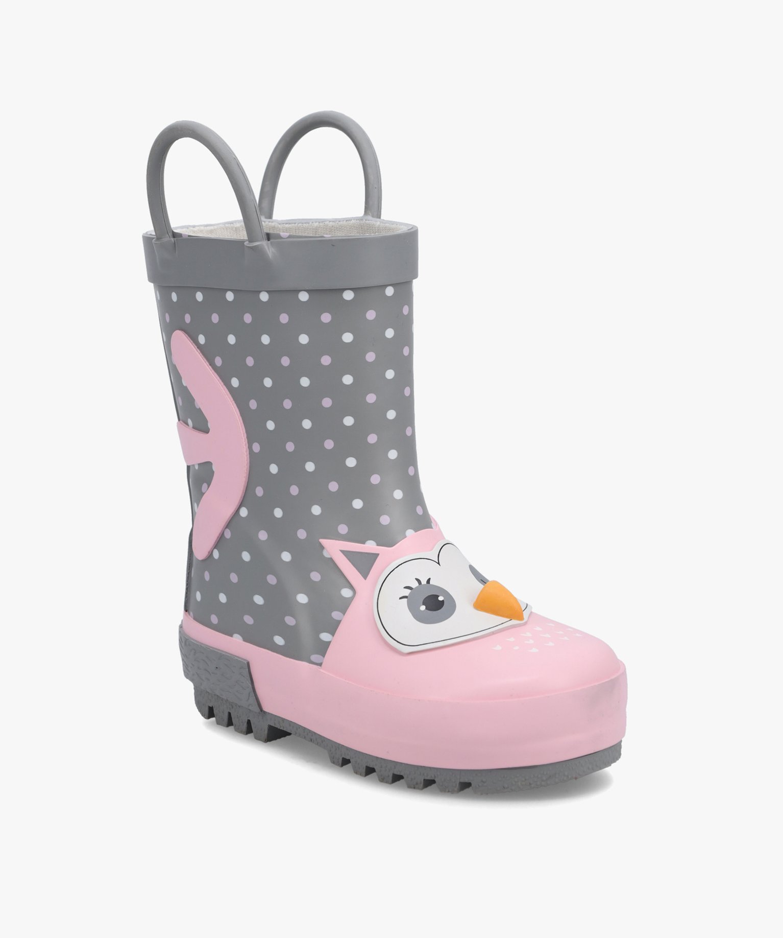 Bottes de pluie bébé fille à anses motif chouette en relief gris | GEMO