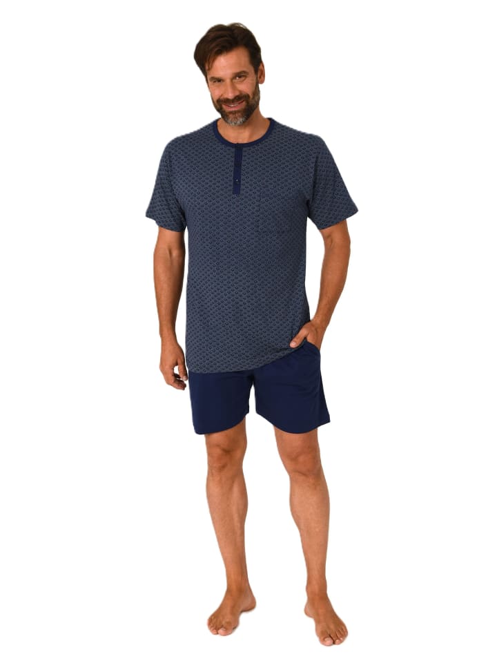 NORMANN Kurzarm Schlafanzug Shorty Pyjama print Übergröße in grün günstig kaufen