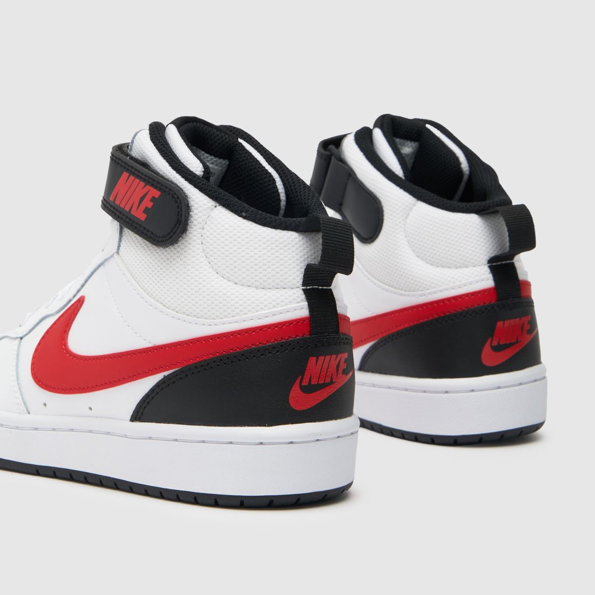 Nike vita och röda Court Borough Mid 2 ungdomsskor