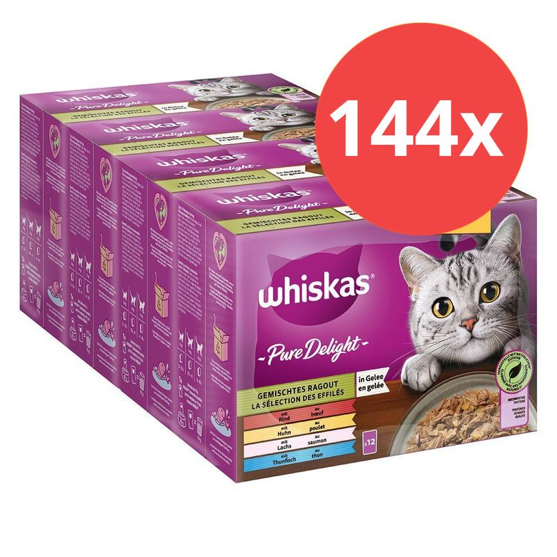 Jumbopack Whiskas Pure Delight Portionsbeutel 144 x 85 g | bitiba