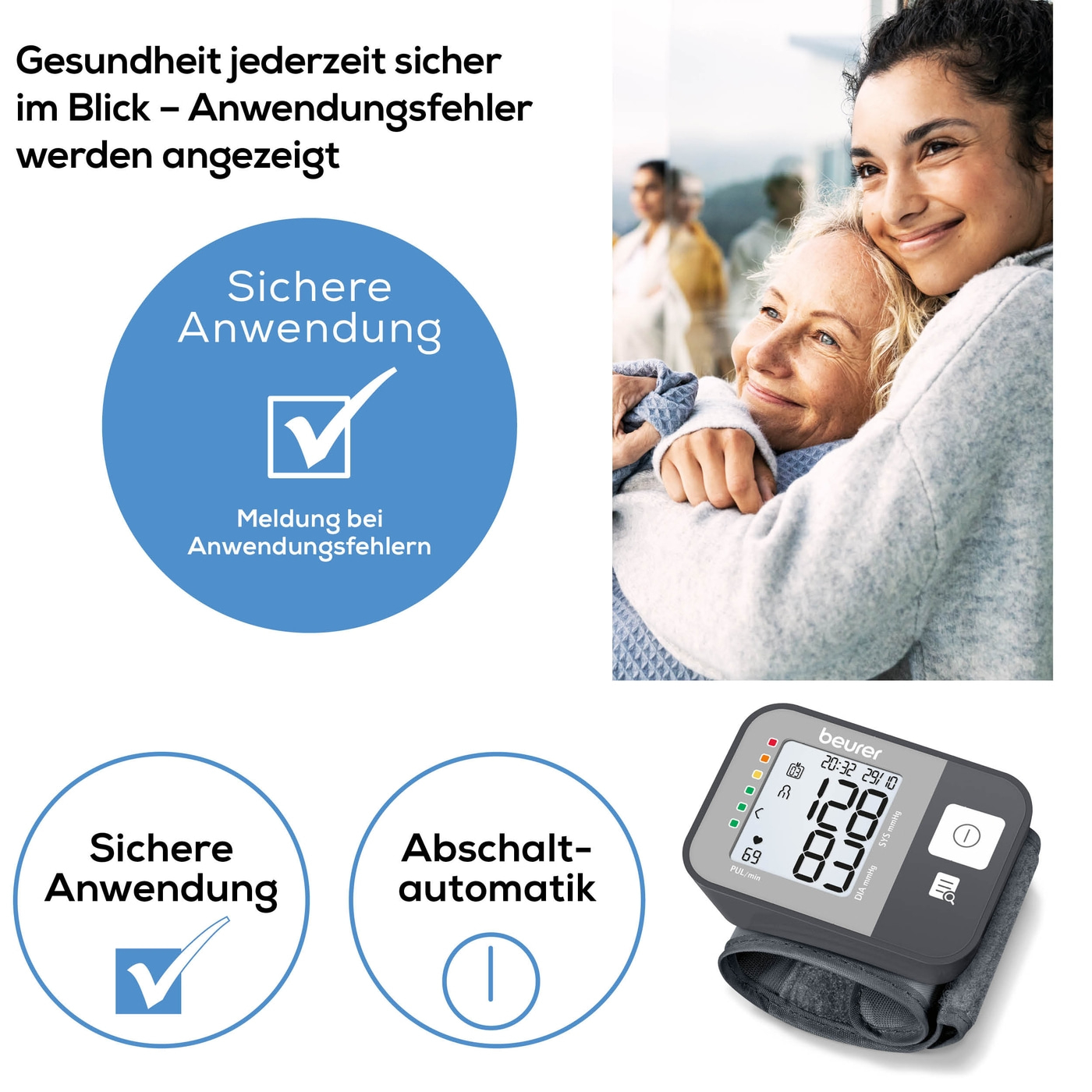 Beurer Handgelenk-Blutdruckmessgerät BC 27-Handgelenk-Blutdruckmessgerät mit Ø-Berechung von 7 Tagen