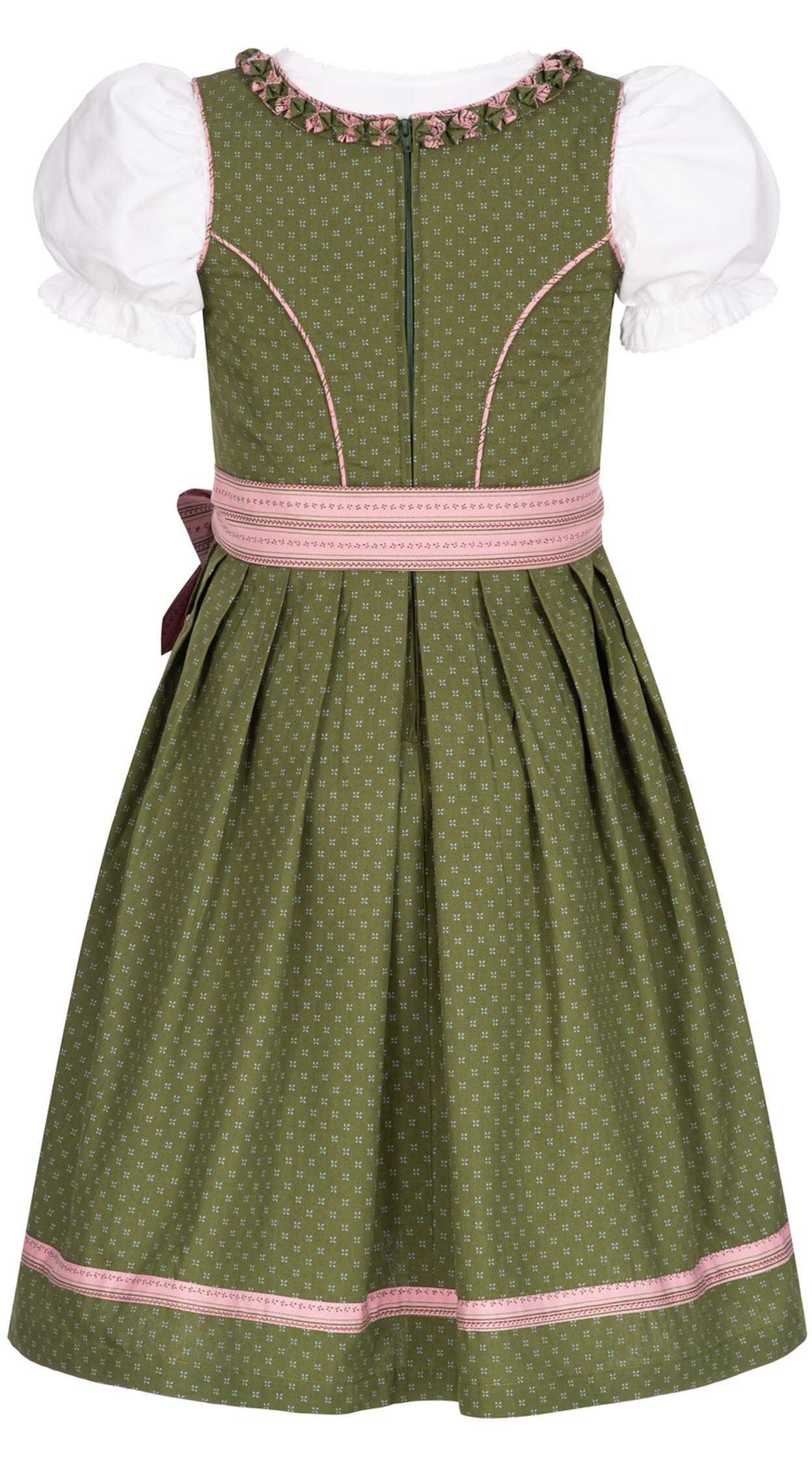 Nübler Dirndl Kinderdirndl 3-teilig Nabilia in Grün von Nübler 3 teiliges Set aus Dirndl, Bluse und Schürze, Kinder Tracht im Original bayerischen Stil