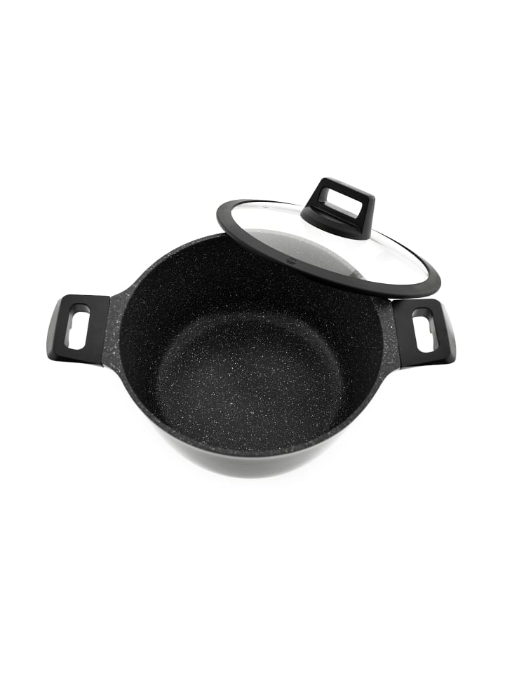 Mulex Kochgeschirr Set 7-tlg Topfset Koch-/Braten-Topf-Set Induktion in Schwarz günstig kaufen 7