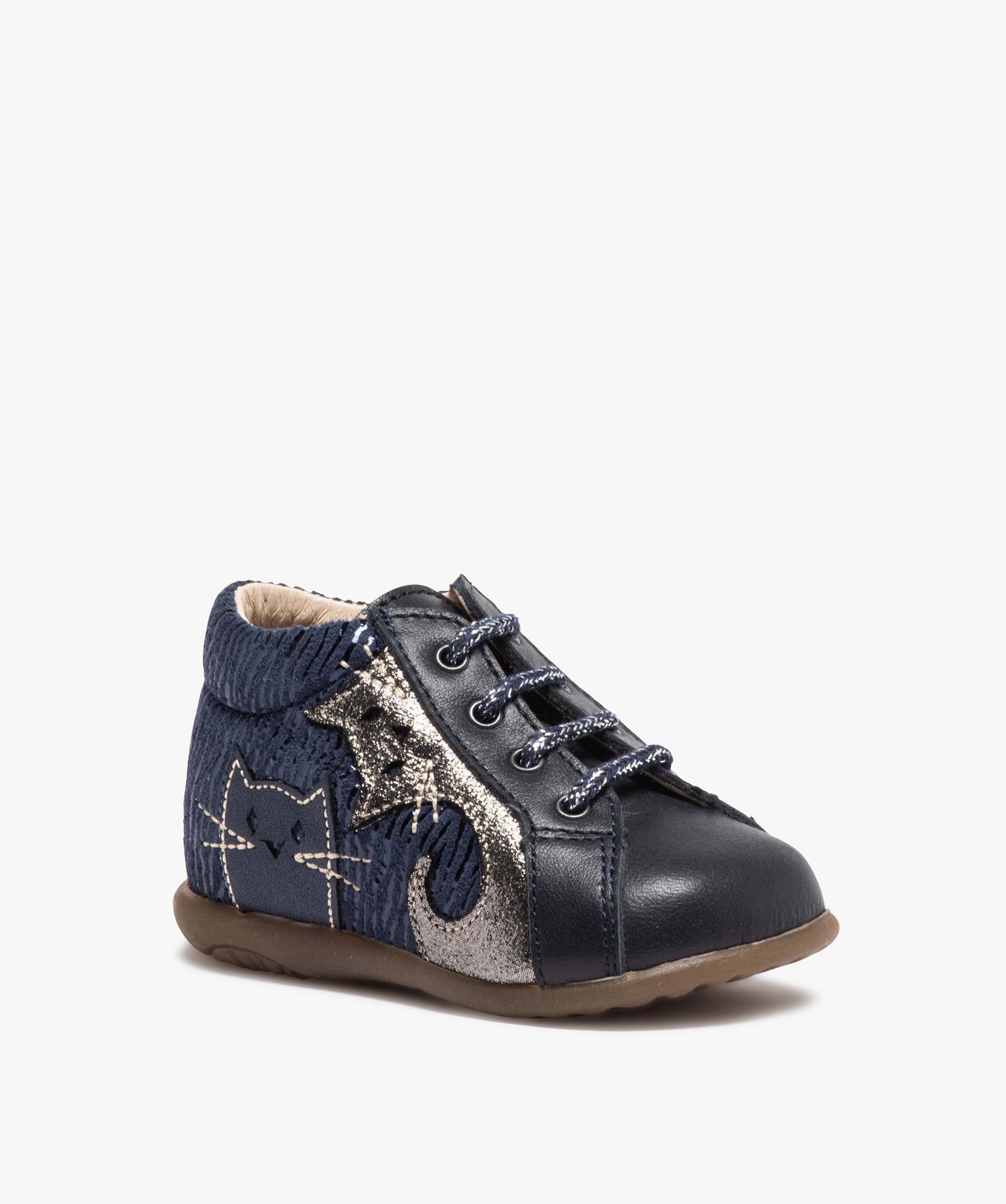 Chaussures premiers pas bébé avec motifs chats - Bopy marine | GEMO