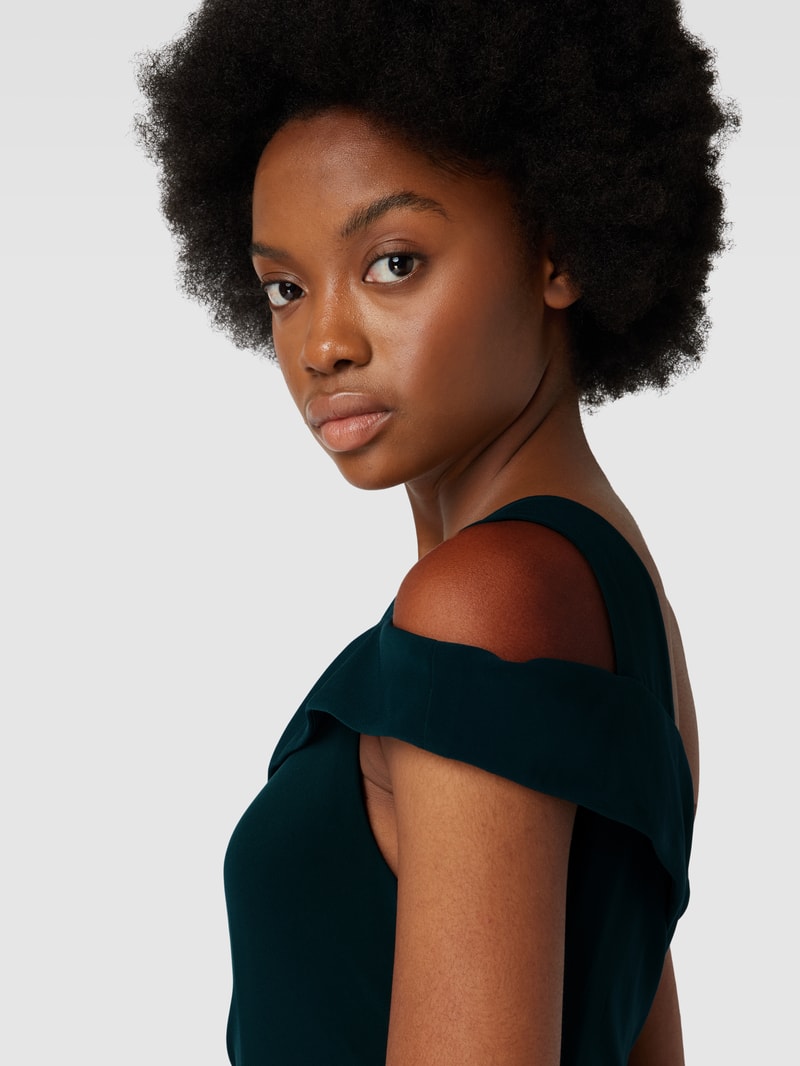 Abendkleid mit One-Shoulder-Träger in smaragdgrün
