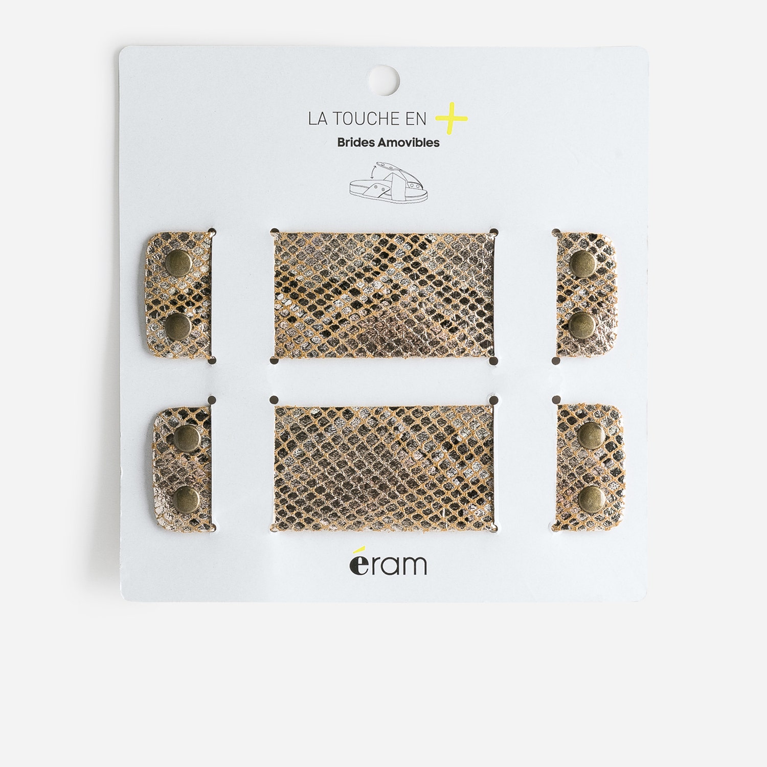 Brides amovibles beiges en cuir effet python doré