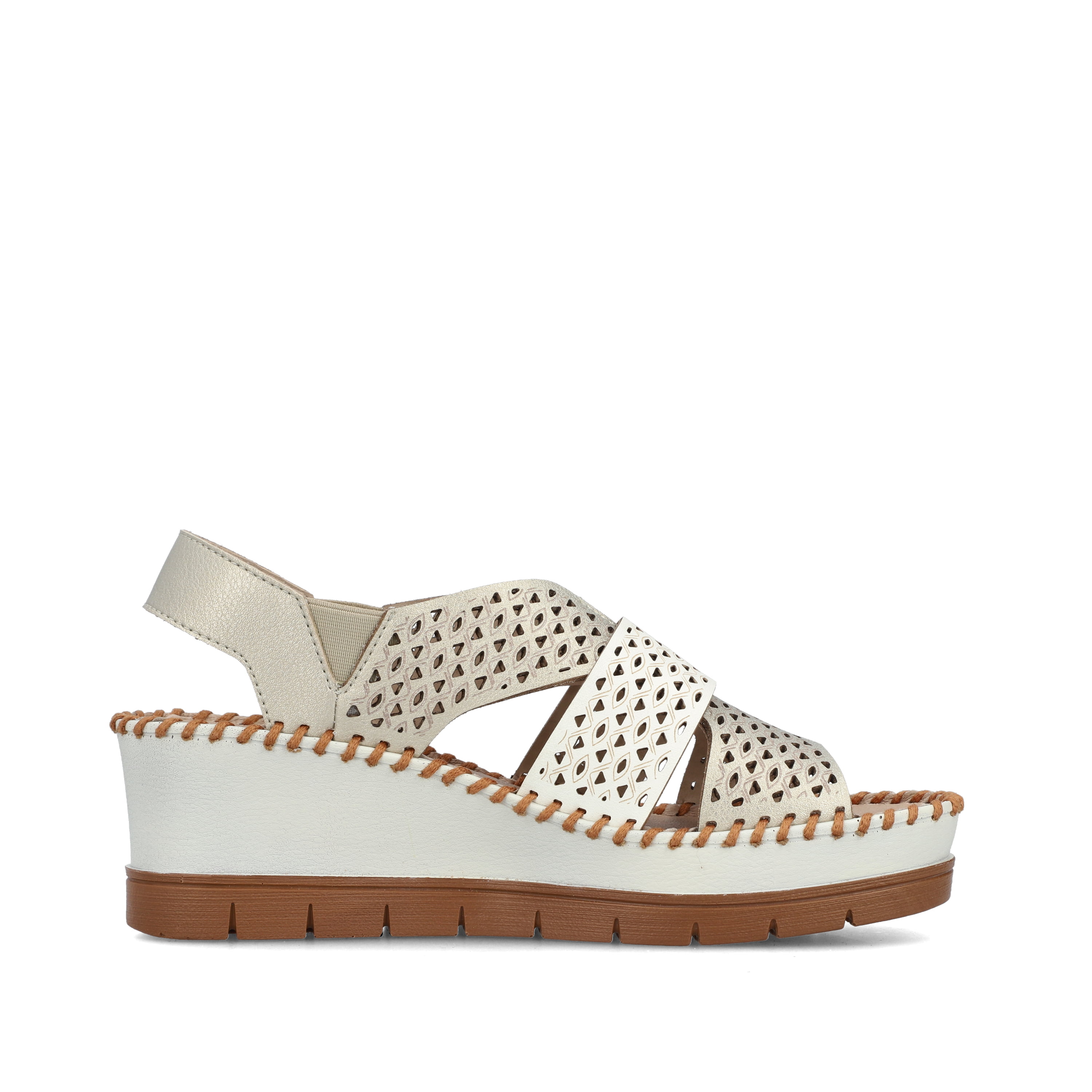 Rieker Damen Keilsandaletten metallic-perlweiss