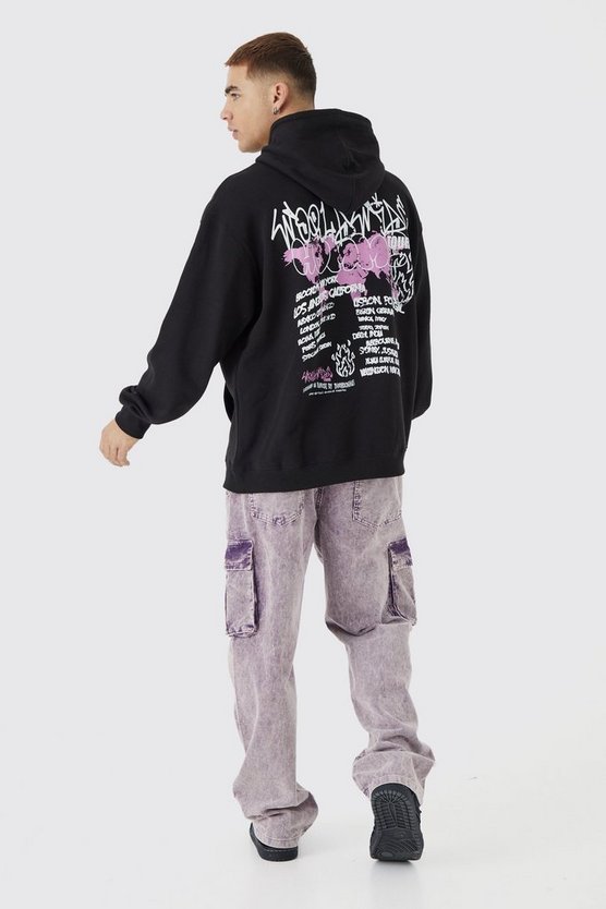 Oversize Hoodie mit Homme Graffiti-Print