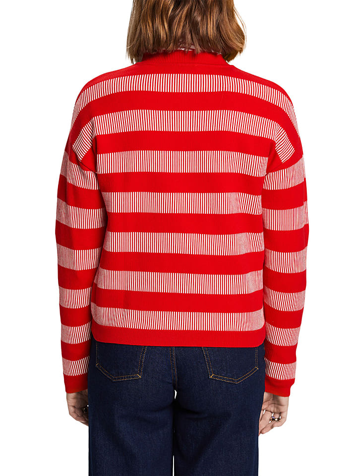 ESPRIT Pullover in Rot/ Weiß günstig kaufen