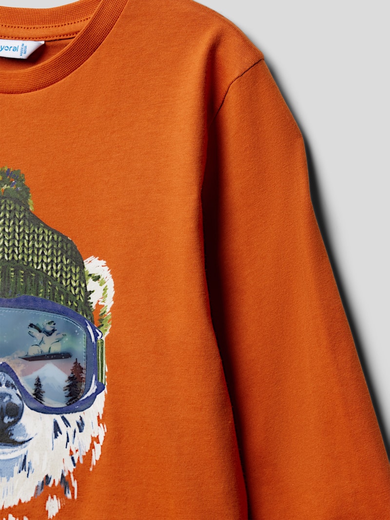 Longsleeve mit Motiv-Print in orange