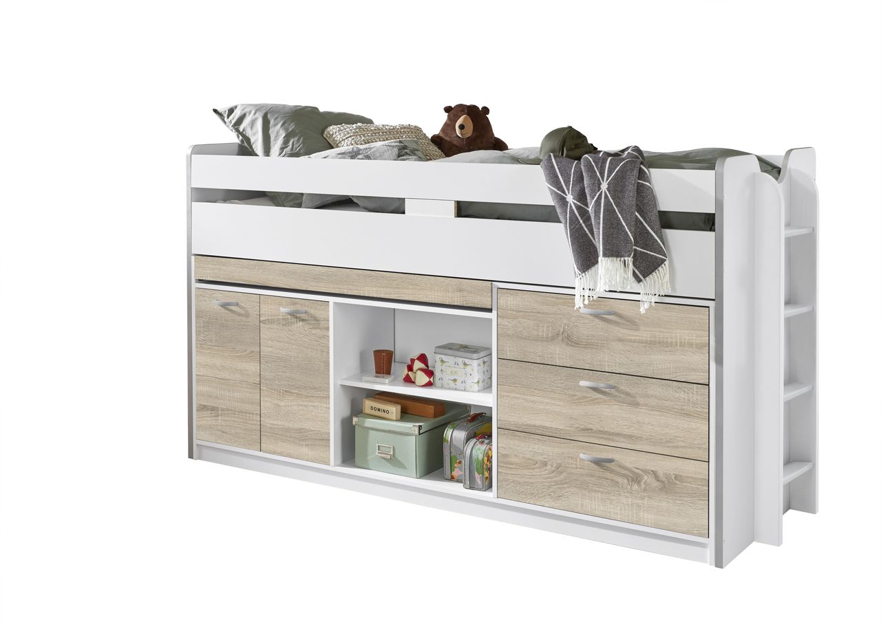 Relita Hochbett Bonny LF 90x200 cm, mit Regal, Schubladenelement und Schreibtisch