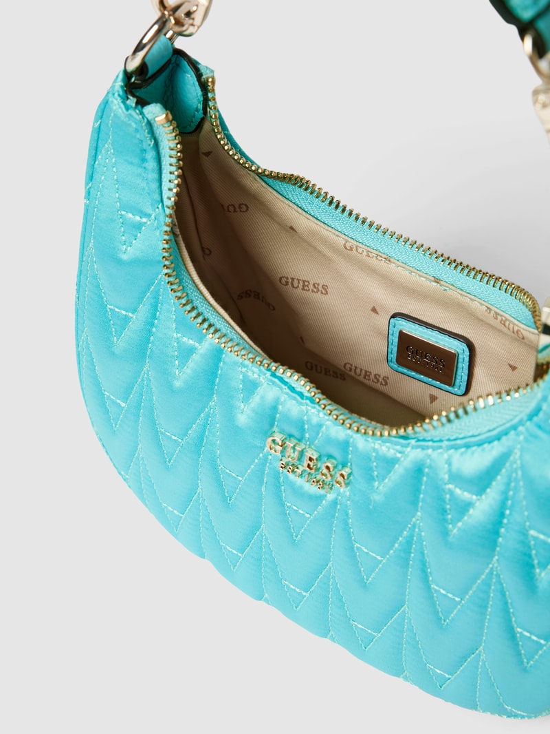 Hobo Bag mit Label-Applikation Modell 'GOLDEN ROCK' in helltürkis