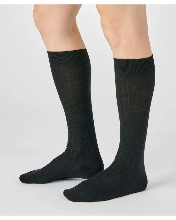 Lot de 2 paires de mi-bas côte Derby 80% laine Mérinos.