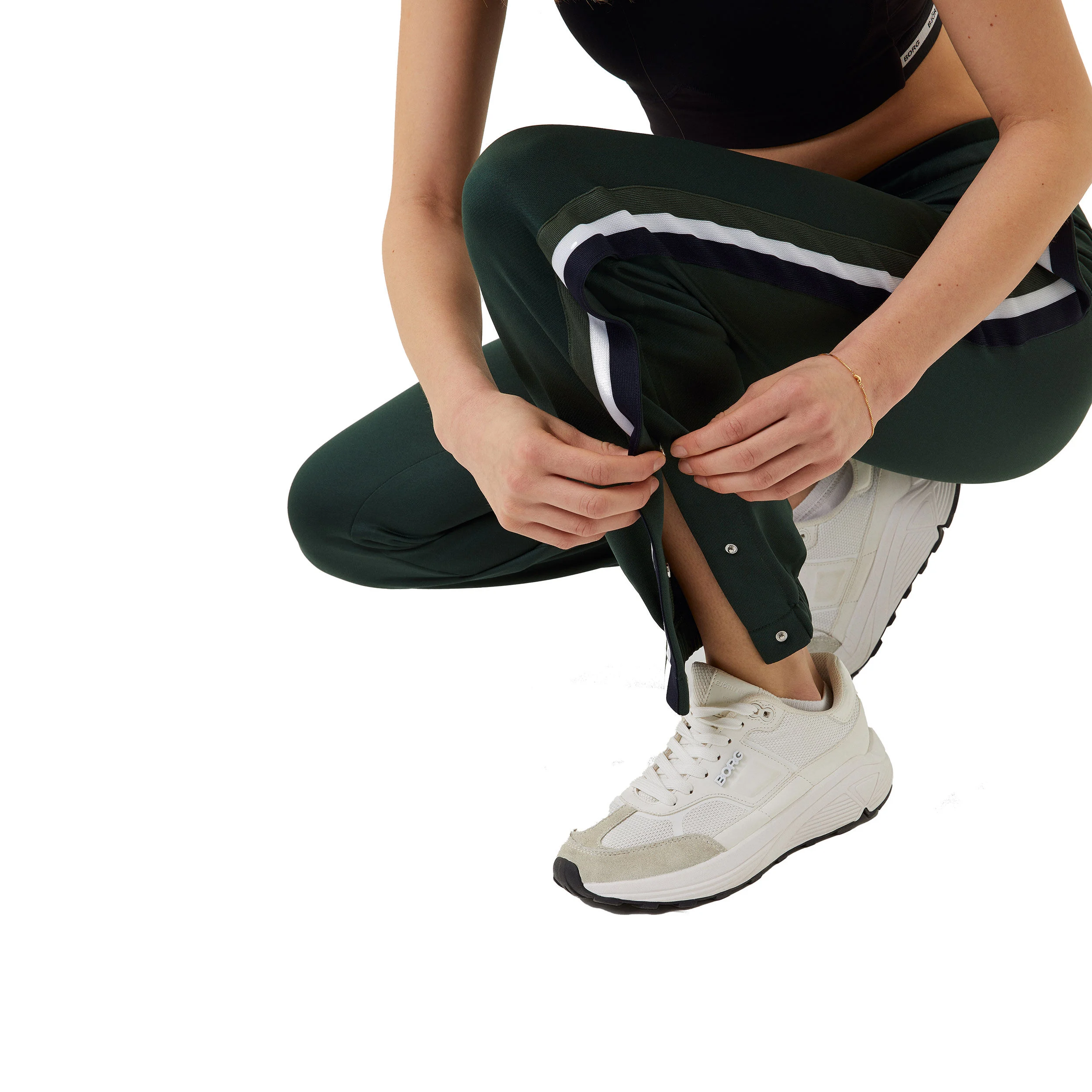 ACE Tapered Trainingshose Damen - Dunkelgrün, Weiß