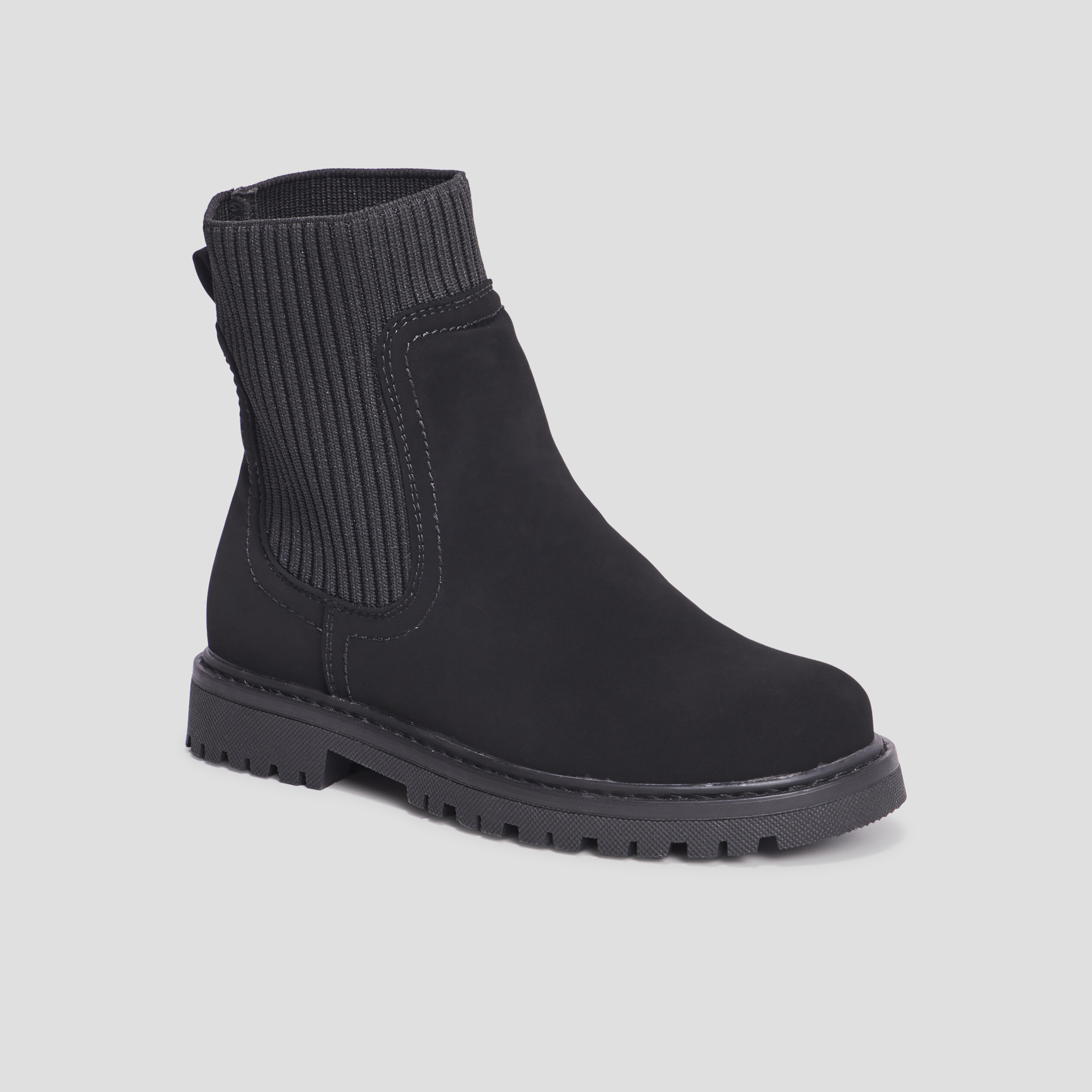 Bottines chaussettes élastiquées noir fille | La Halle