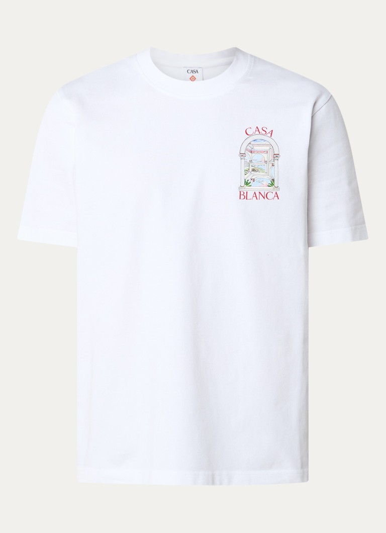 Camiseta Casablanca Le Passage em algodão orgânico com estampa na frente e nas costas.