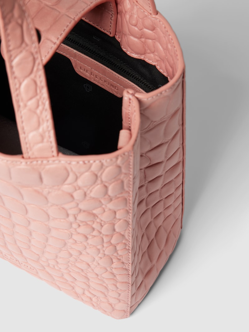 Tote Bag in Reptil-Optik Modell 'Paper Bag' in rosé