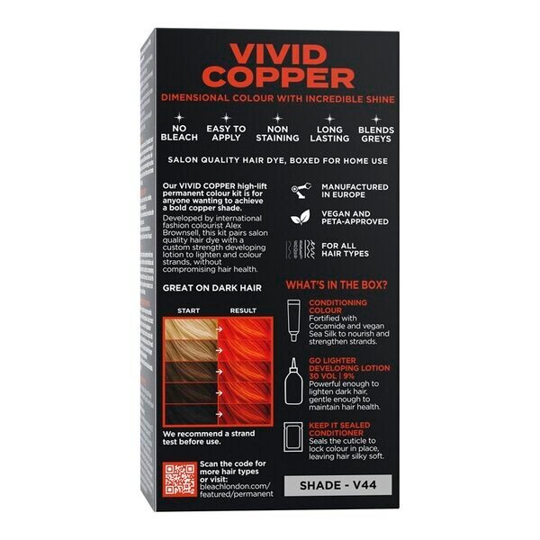 No Bleach London Vivid Copper tartós vegán hajfesték készlet 150ml