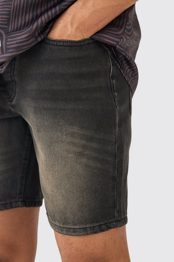 Schwarz gerade Jeansshorts