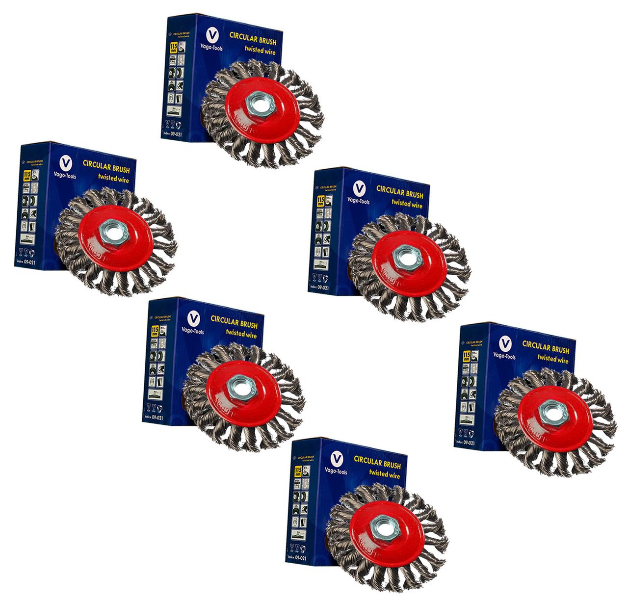 Vago-Tools Kegelbürsten Drahtbürste 115mm Bürste gezopft Winkelschleifer Flex 6x