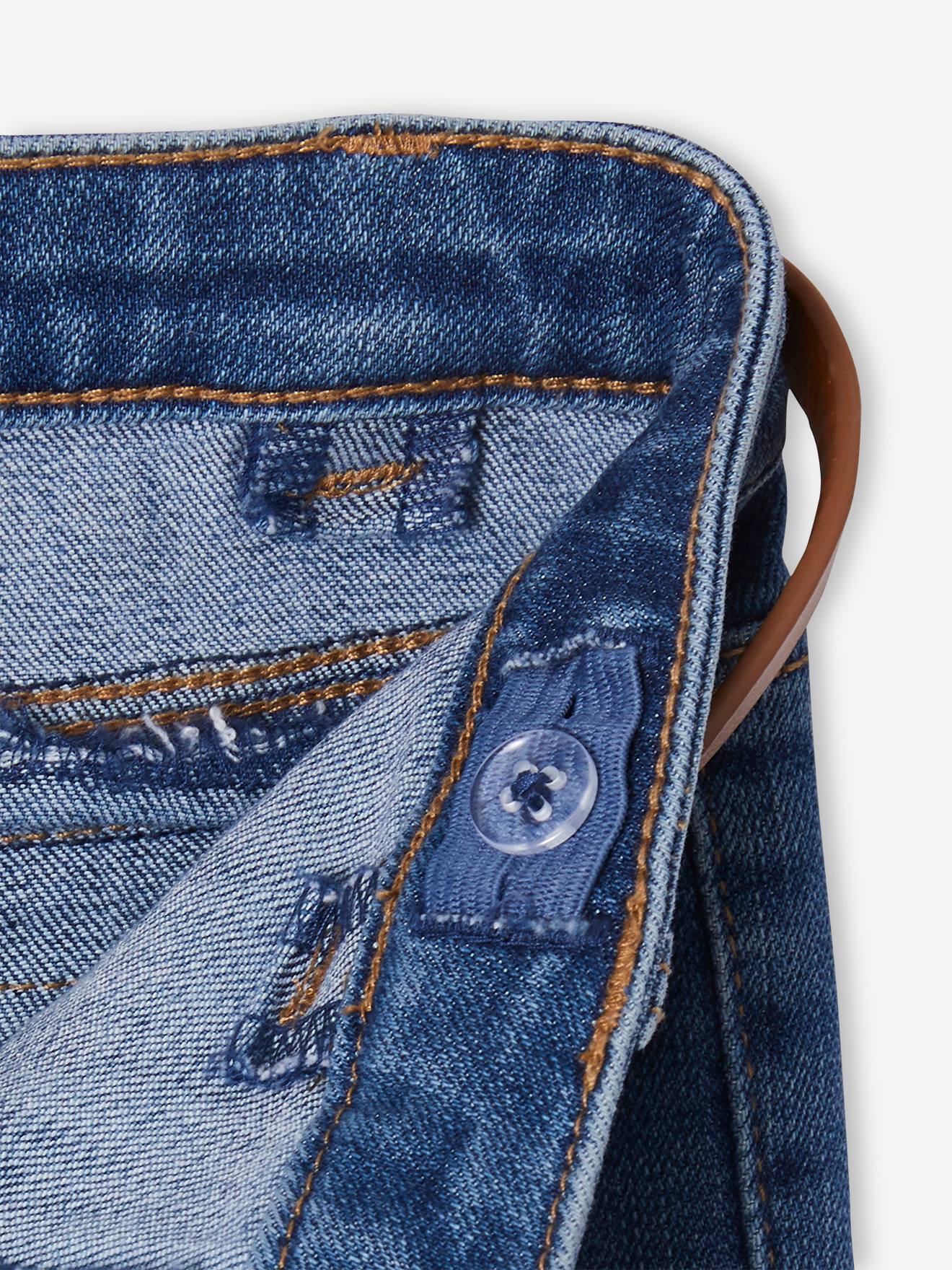 Jean slim indestructible fille et sa ceinture fantaisie gris