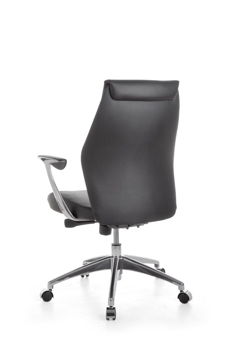 Amstyle Chefsessel SPM1.142 (Echtleder Schwarz, Bürostuhl XXL 120 kg Modern), Schreibtischstuhl Drehbar, Drehstuhl mit Armlehne