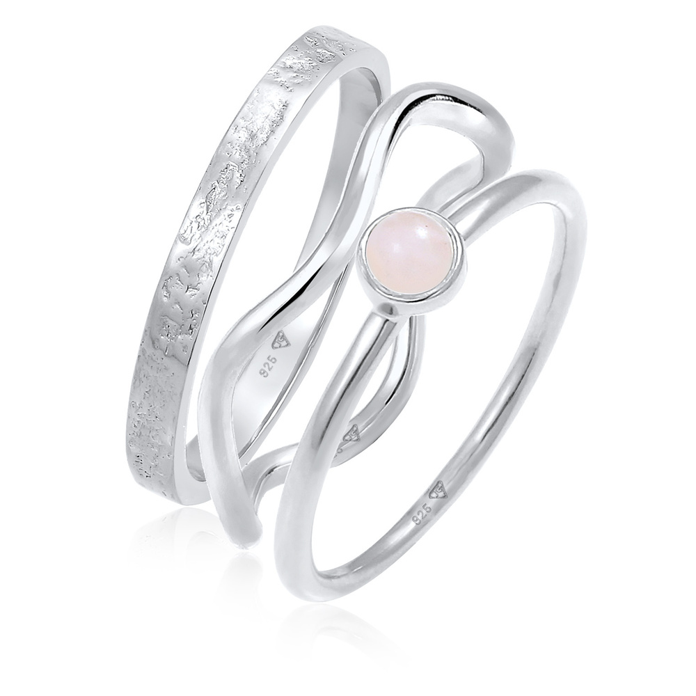 Elli PREMIUM Elli PREMIUM Bague Femmes Pile Solitaire Set avec Quartz Rose en argent sterling  Bague