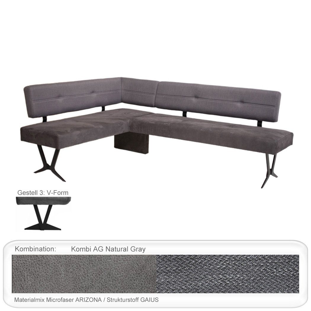 expendio Eckbankgruppe Gerwin 1XL, (komplette Tischgruppe, Spar-Set, 4-tlg), Tisch Gerwin rustikal + Eckbank Eda 3 + Bank Eda 3 + Stuhl Caja Gray