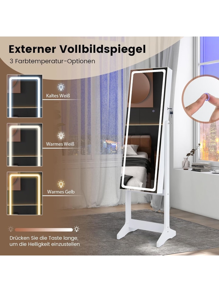 COSTWAY Schmuckschrank mit LED in Weiß günstig kaufen onesize