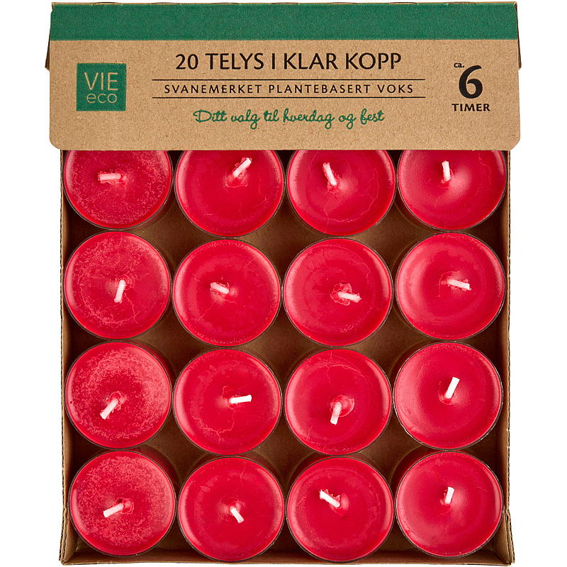 Vie Eco Telys 20-pk 6 timer rød Vie Eco
