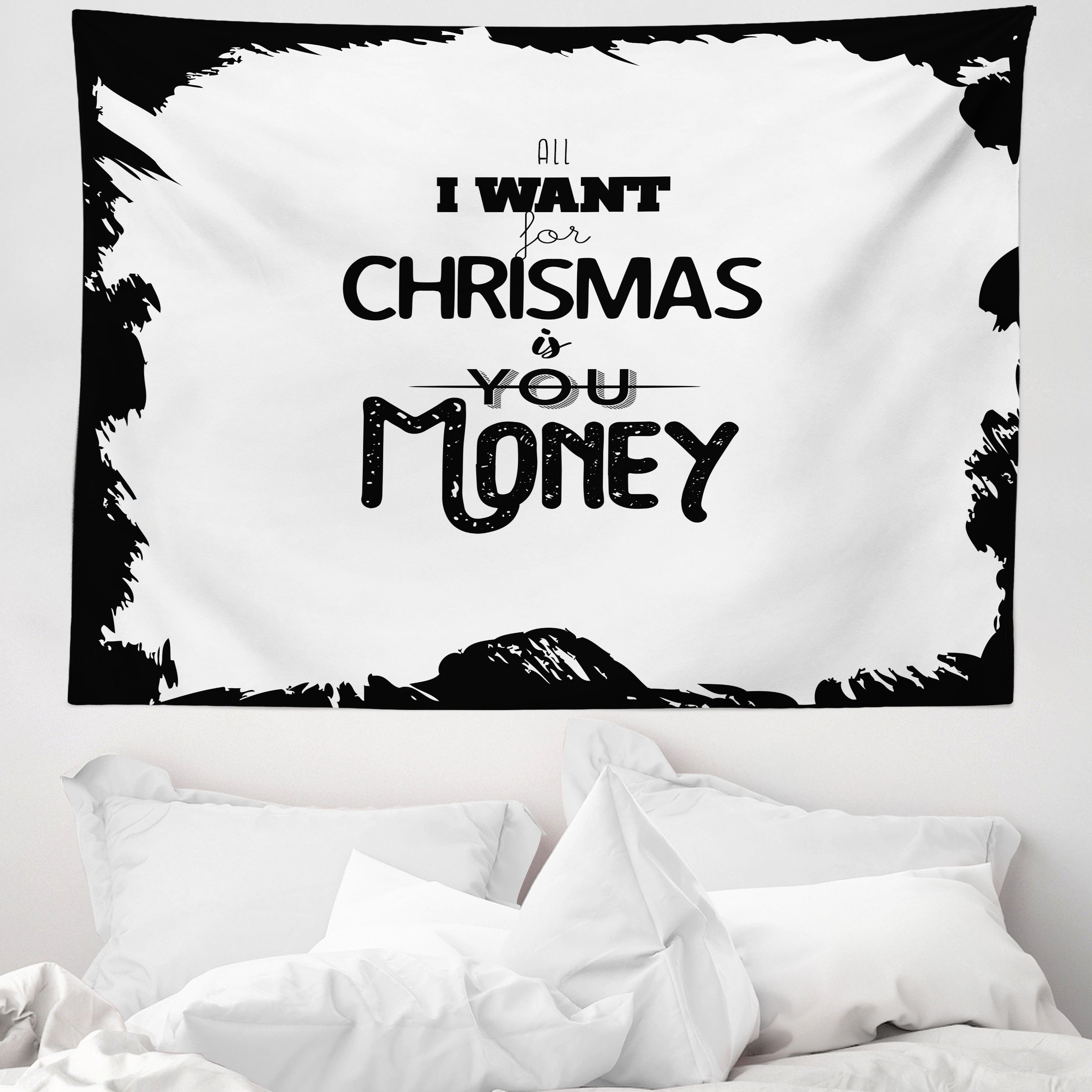 Wandteppich aus Weiches Mikrofaser Stoff Für das Wohn und Schlafzimmer, Abakuhaus, rechteckig, Lustig Humorvoll Wörter mit Weihnachten