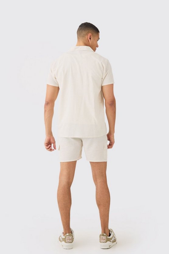 Kurzärmliges Cargo-Hemd aus Leinen & Shorts