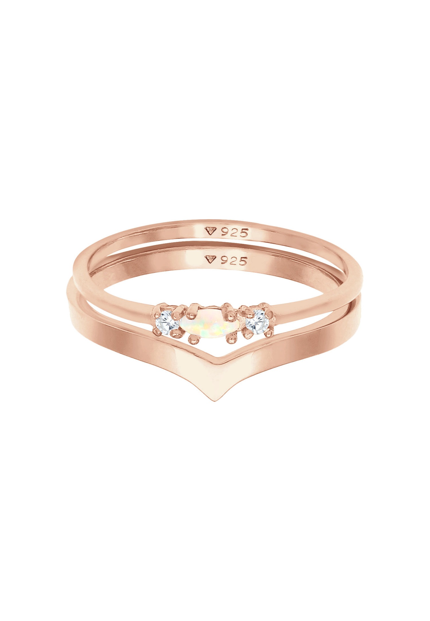 Ensemble de bijoux pour femme Elli « Marquise en forme de V » avec opale synthétique et cristaux de zircone en argent sterling 925