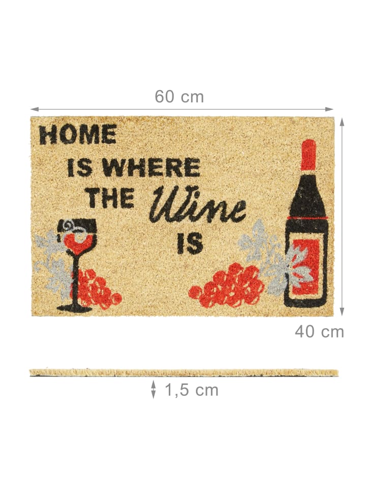 relaxdays Fußmatte Wine in Natur - (B)60 x (T)40 cm günstig kaufen onesize