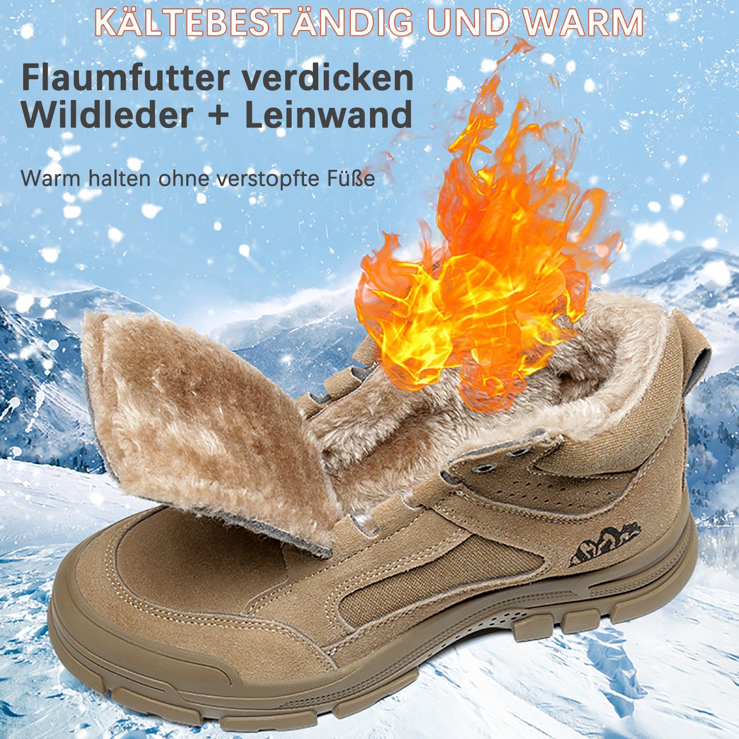 Daisred Winterschuhe Herren Winter Gefüttert Sicherheitsschuhe Arbeitsschuh