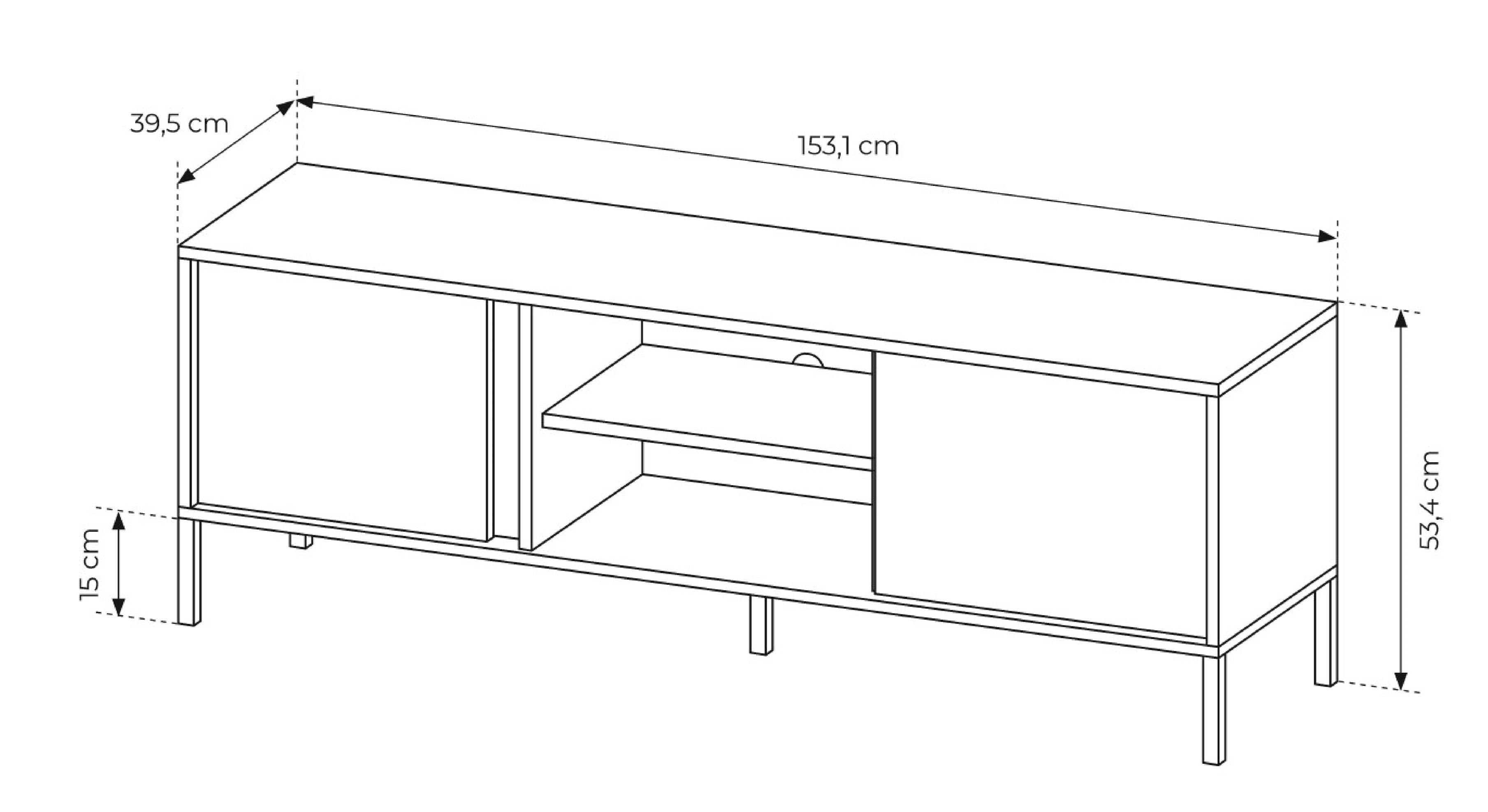 Furnix Wohnwand Mediawand DASTI 1 Möbelwand Highboard und TV-Schrank Beige, B256,4 x H123,4 x T39,5 cm, Made in EU