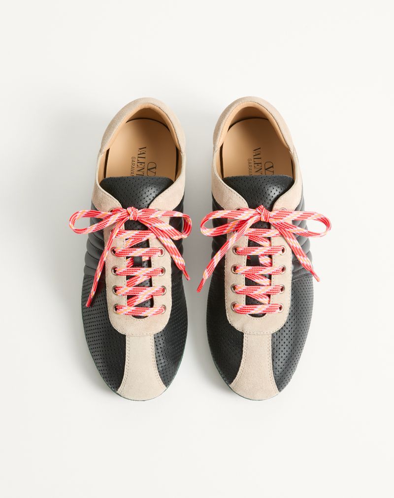 Baskets Strikie en cuir nappa perforé et croûte
