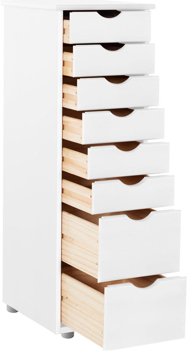 INOSIGN Kommode Gava, massives Kiefernholz, mit vielen Stauraummöglichkeiten, Breite 34 cm