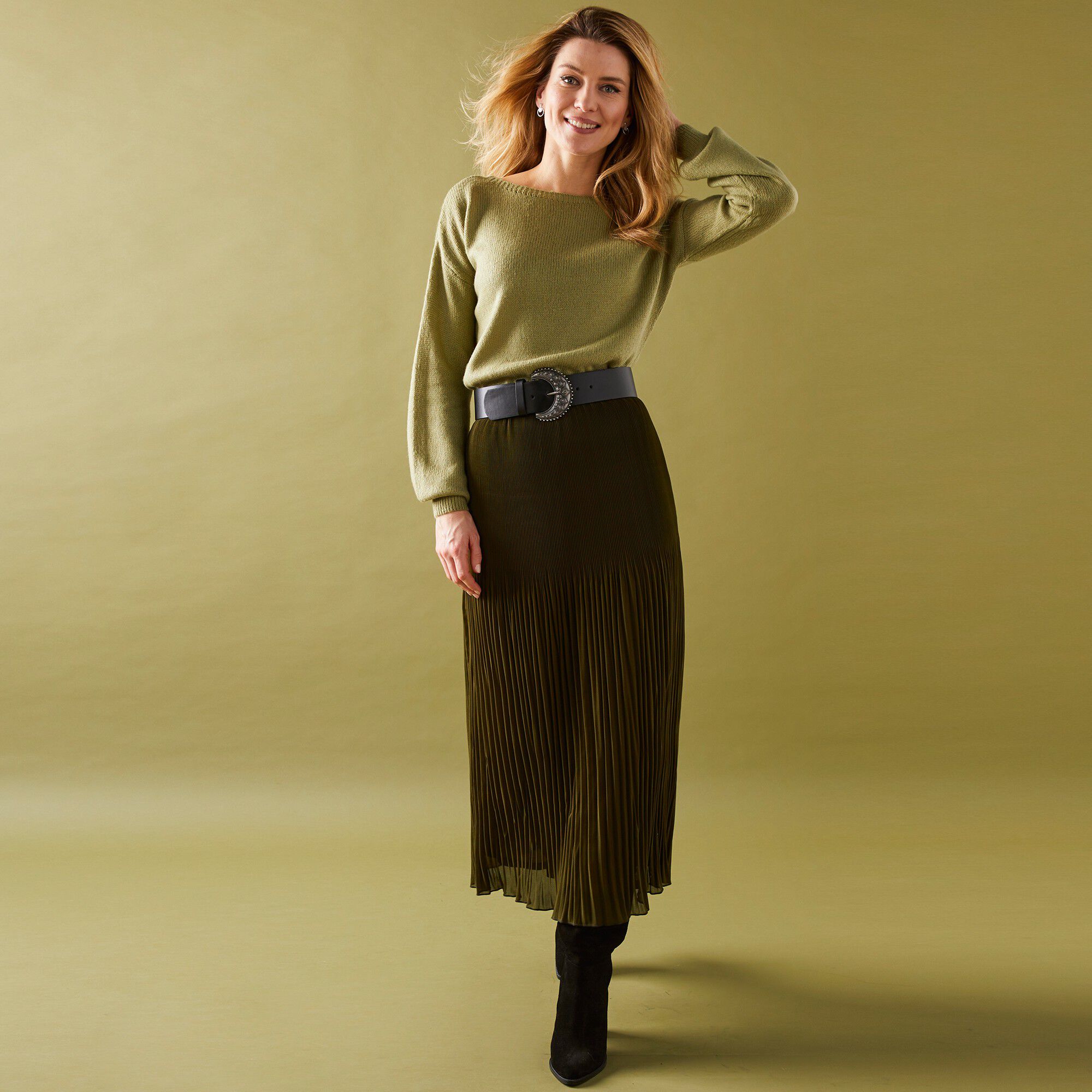 Jupe petite stature voile plissé uni, polyester recyclé(1)