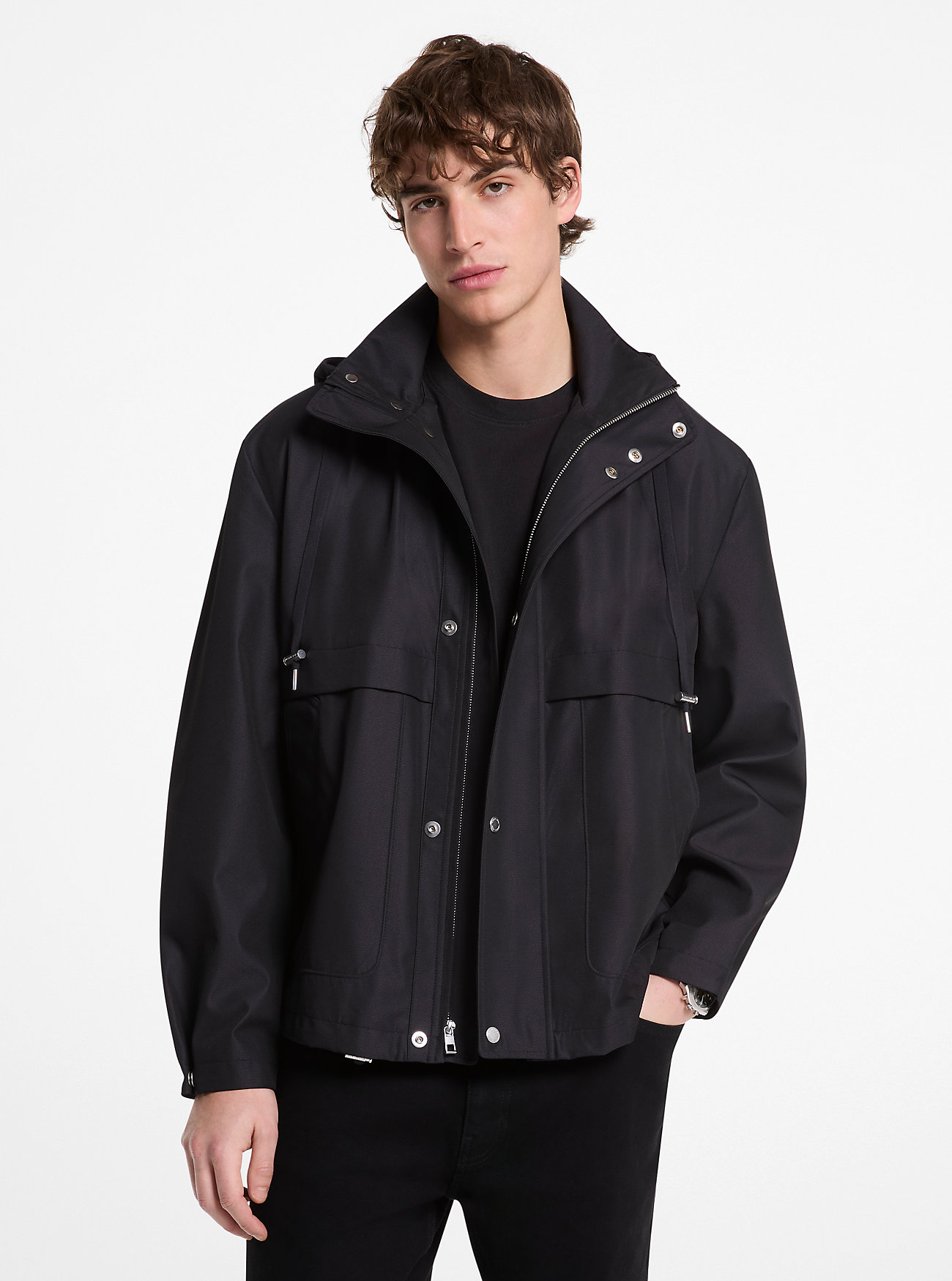 Water-Resistant Windbreaker Jacket - BLACK